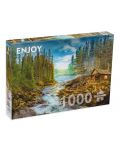 Пъзел Enjoy от 1000 части - Дървена колиба край брезите - 1t